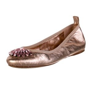 Jimmy Choo Rose Gold Embellished Ballet Flats